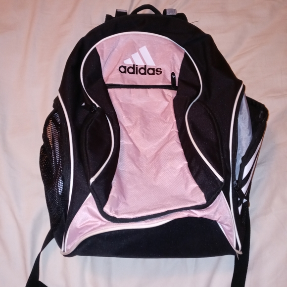 Pre-owned Pink and Black Adidas Soccer Backpack